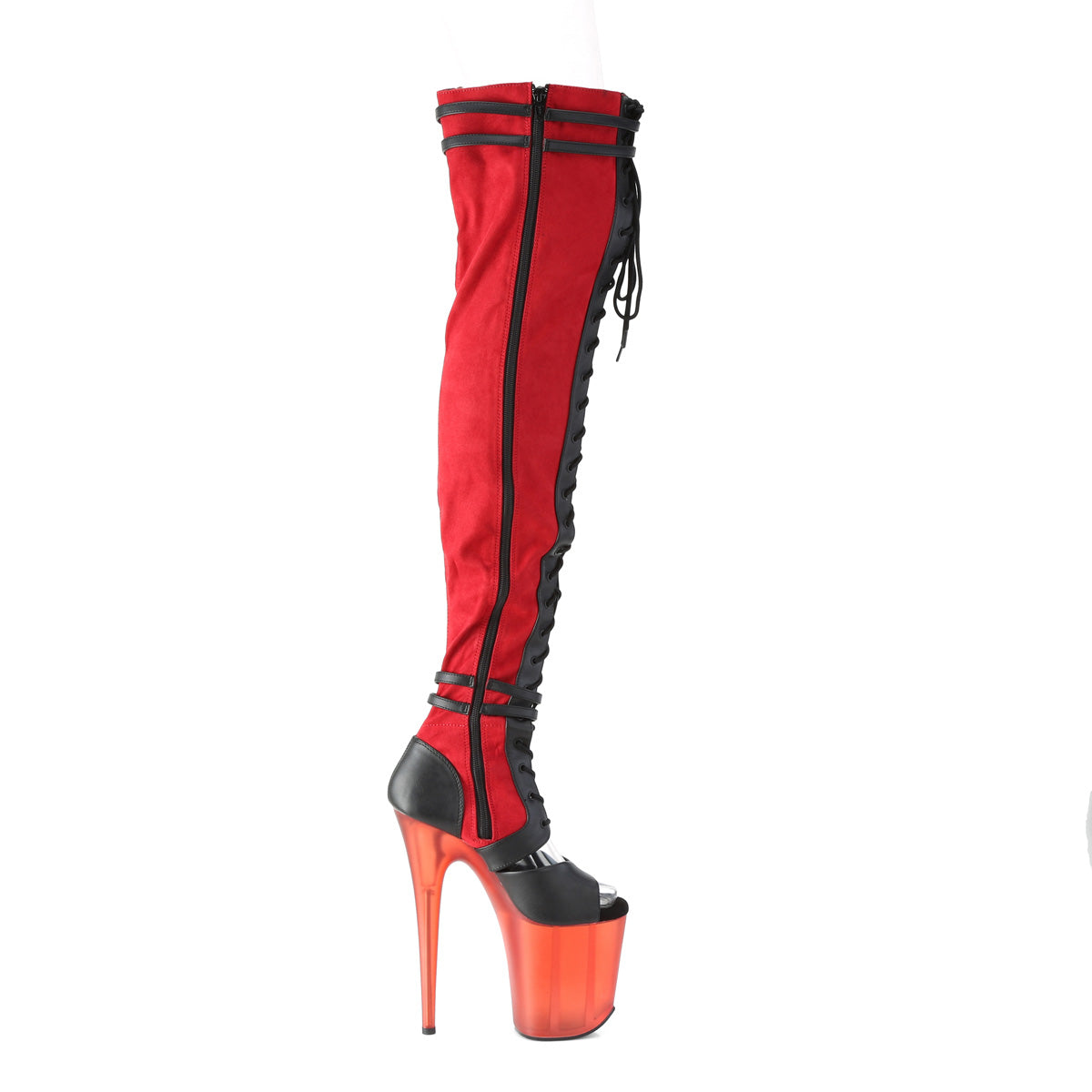 8 Inch Heel FLAMINGO-3027 Red Faux Suede