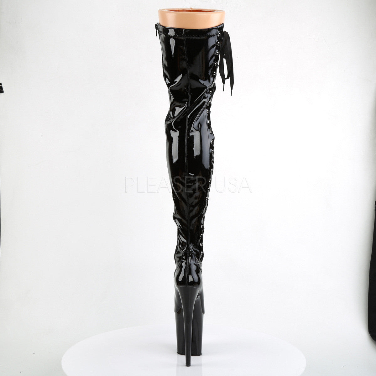 Pleaser FLAMINGO-3050 Black Thigh High Boots