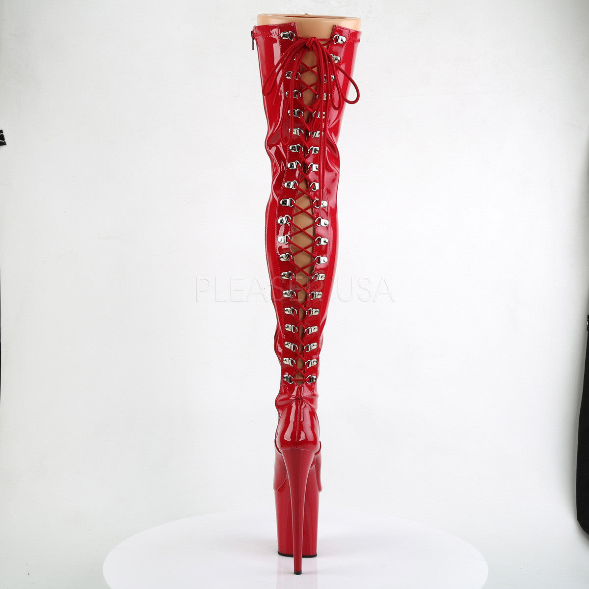 Pleaser FLAMINGO-3063 Red Thigh High Boots