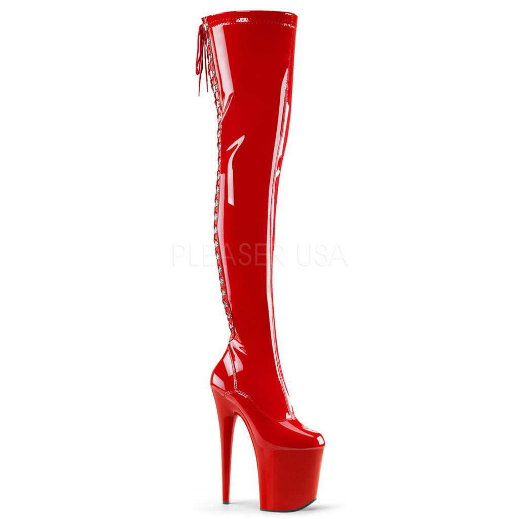 Pleaser FLAMINGO-3063 Red Thigh High Boots – - Main Image