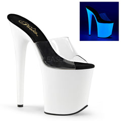 Pleaser FLAMINGO-801UV Clear Neon White Slides - Shoecup.com - 1