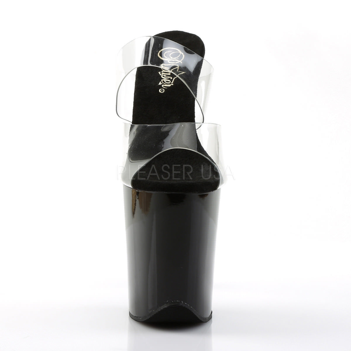 PLEASER FLAMINGO-802 Clear-Black Platform Slides