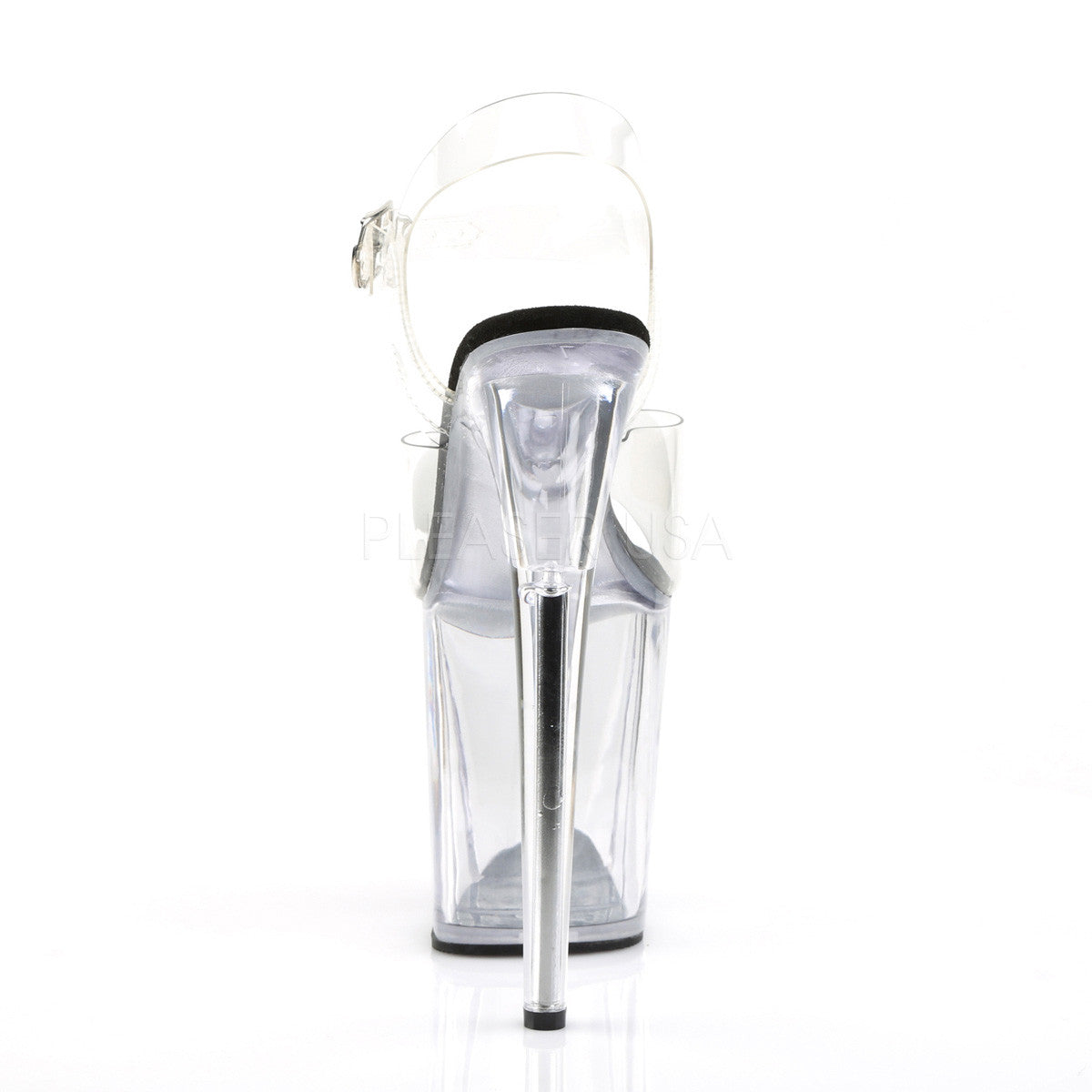 Pleaser FLAMINGO-808 Clear-Black Ankle Strap Sandals - Shoecup.com - 4
