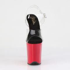 8 Inch Heel FLAMINGO-808 Clear Red Black Insole