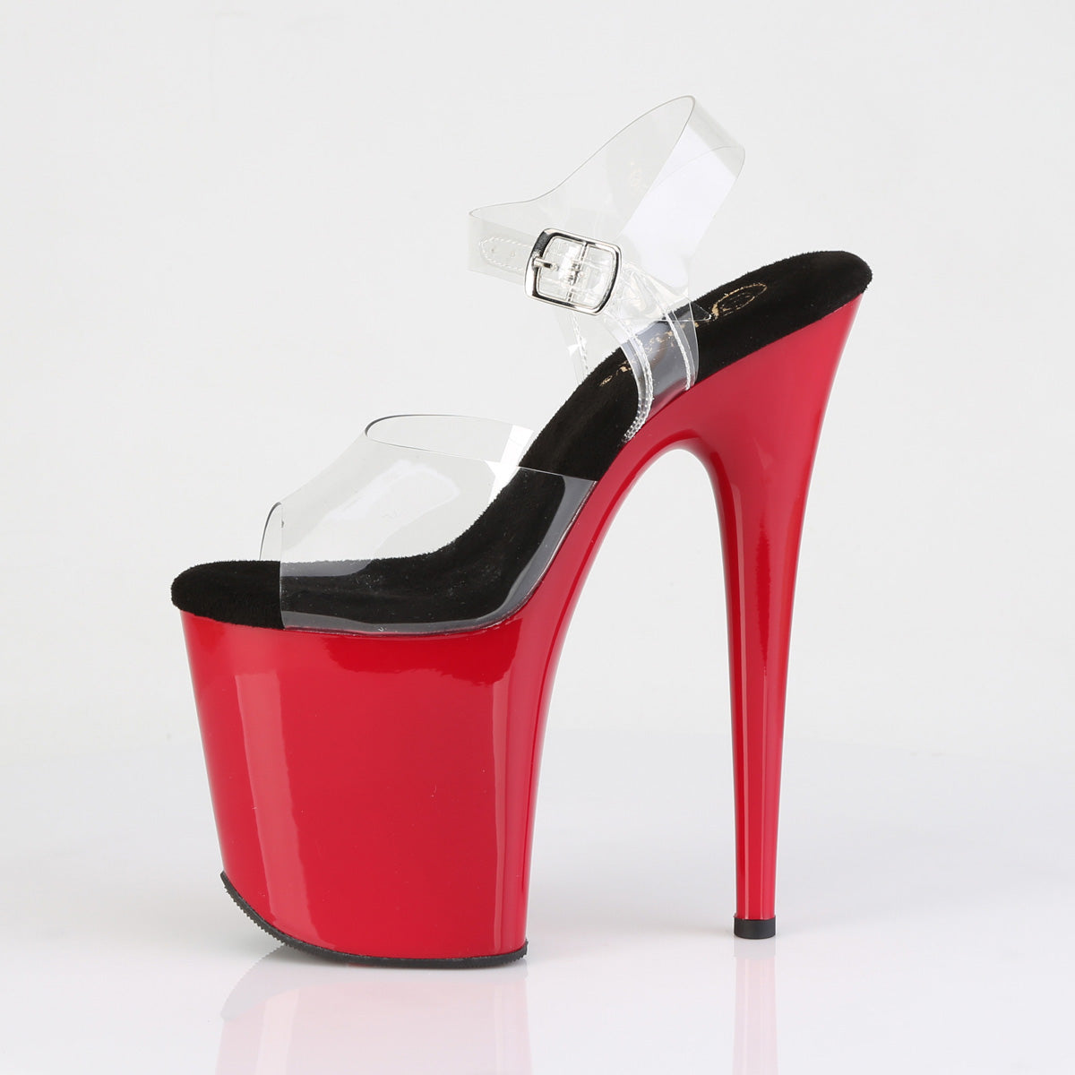 8 Inch Heel FLAMINGO-808 Clear Red Black Insole