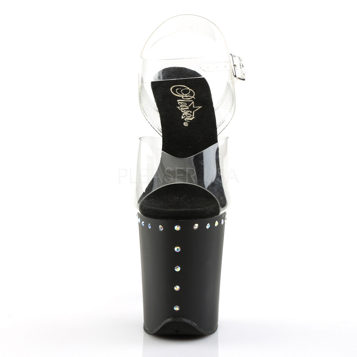 Pleaser FLAMINGO-808ABLS Black Matte Ankle Strap Sandals - Shoecup.com - 2