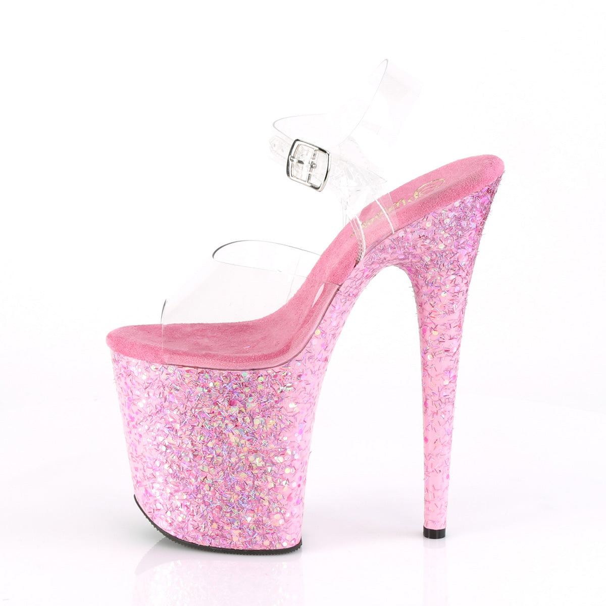 8 Inch Heel FLAMINGO-808CF Clear Pink Confetti