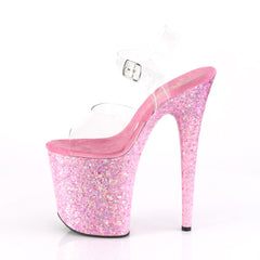 8 Inch Heel FLAMINGO-808CF Clear Pink Confetti