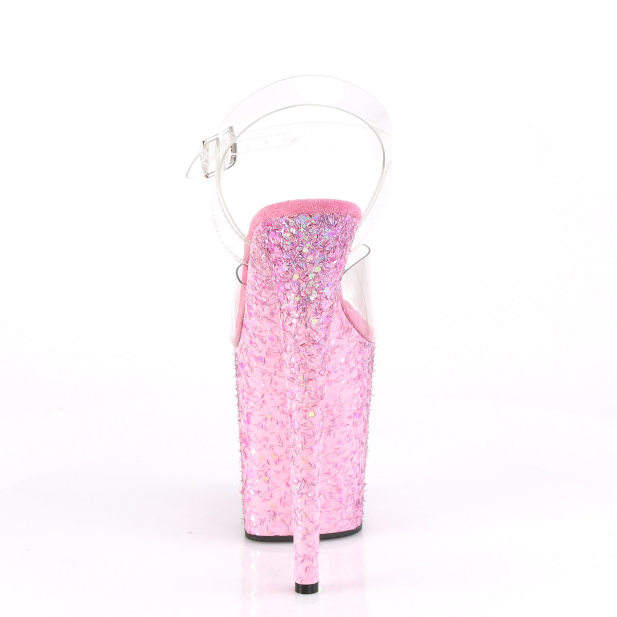 8 Inch Heel FLAMINGO-808CF Clear Pink Confetti