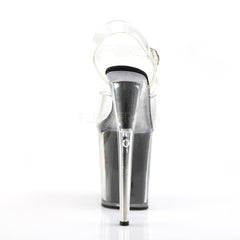 Pleaser FLAMINGO-808G Clear Ankle Strap Sandals With Black Glitter Platform - Shoecup.com - 4