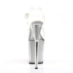 Pleaser FLAMINGO-808G Clear Ankle Strap Sandals With Silver Glitter Platform - Shoecup.com - 4