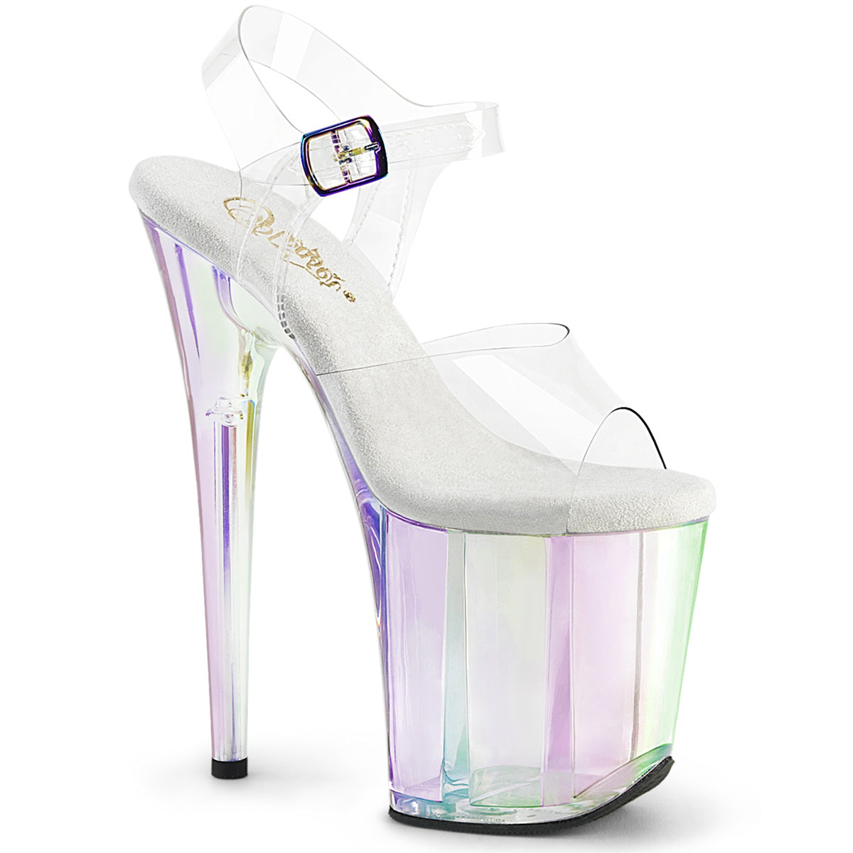 8 Inch Heel FLAMINGO-808HT Clear Holo Tinted