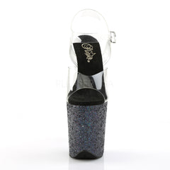 Pleaser FLAMINGO-808LG Black Holographic Glitter Ankle Strap Sandals - Shoecup.com - 2