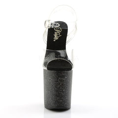 Pleaser FLAMINGO-808MG Clear With Black Glitter Platform Ankle Strap Sandals - Shoecup.com - 2