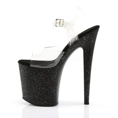 Pleaser FLAMINGO-808MG Clear With Black Glitter Platform Ankle Strap Sandals - Shoecup.com - 3