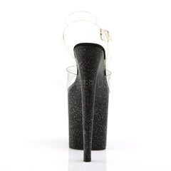 Pleaser FLAMINGO-808MG Clear With Black Glitter Platform Ankle Strap Sandals - Shoecup.com - 4