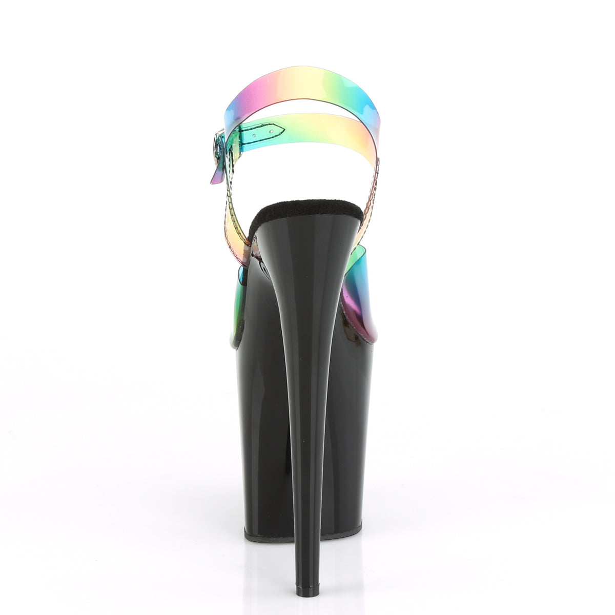 8 Inch Heel FLAMINGO-808RB Rainbow Black