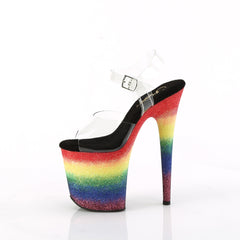 8 Inch Heel FLAMINGO-808RG-04 Rainbow Glitter
