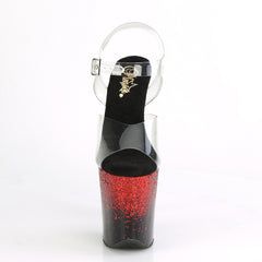 8 Inch Heel FLAMINGO-808SS Clear-Black-Red Multi Glitter