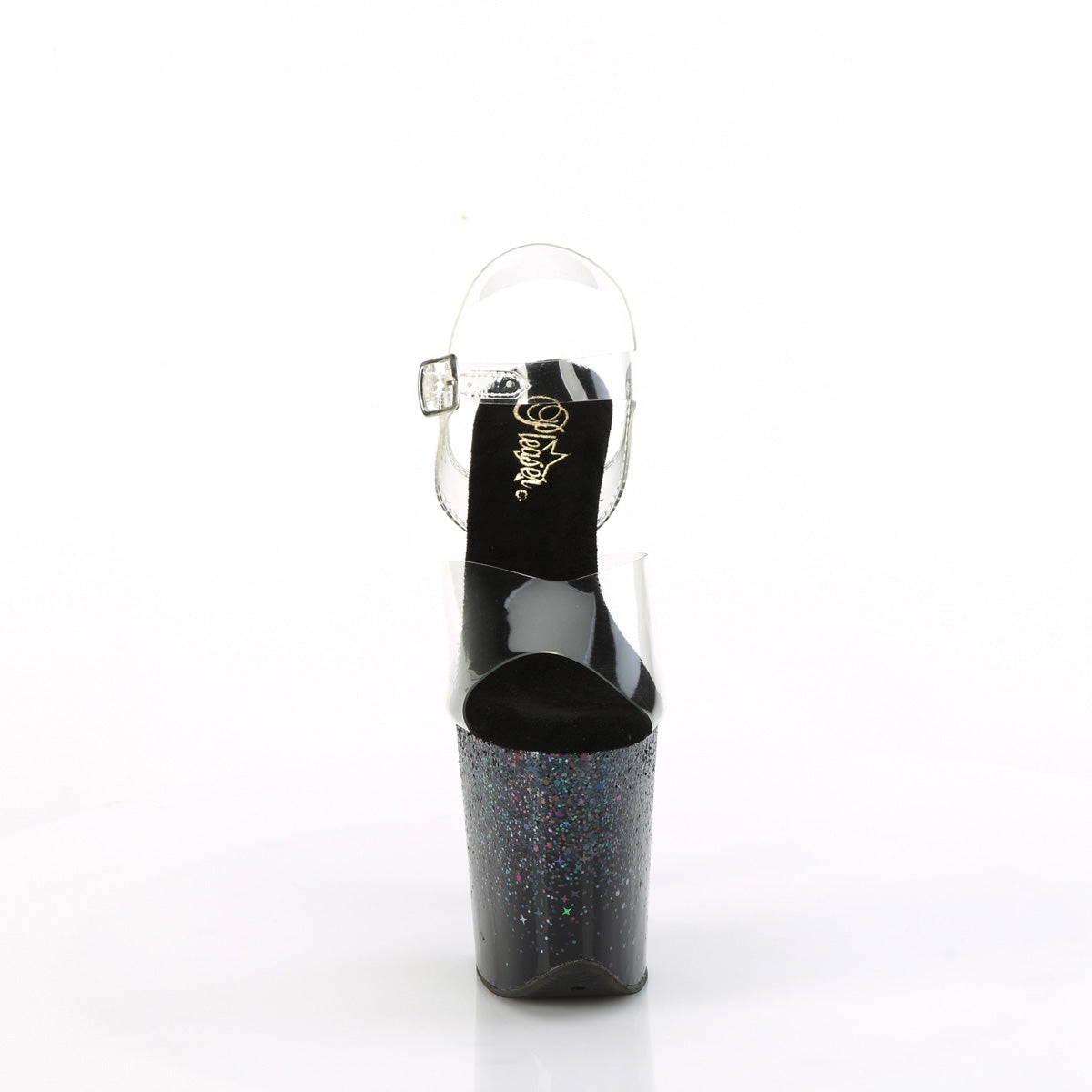 8 Inch Heel FLAMINGO-808SS Clear Black Glitter