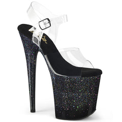 8 Inch Heel FLAMINGO-808SS Clear Black Glitter