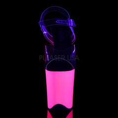 8 Inch Heel FLAMINGO-808UV Clear-Neon Pink