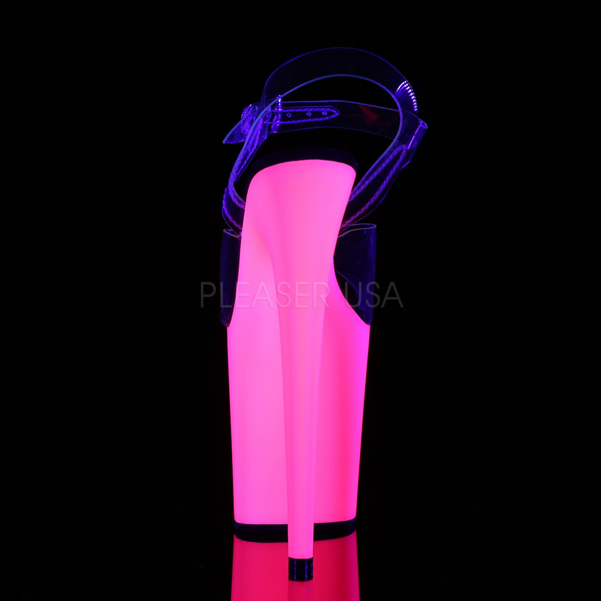8 Inch Heel FLAMINGO-808UV Clear-Neon Pink
