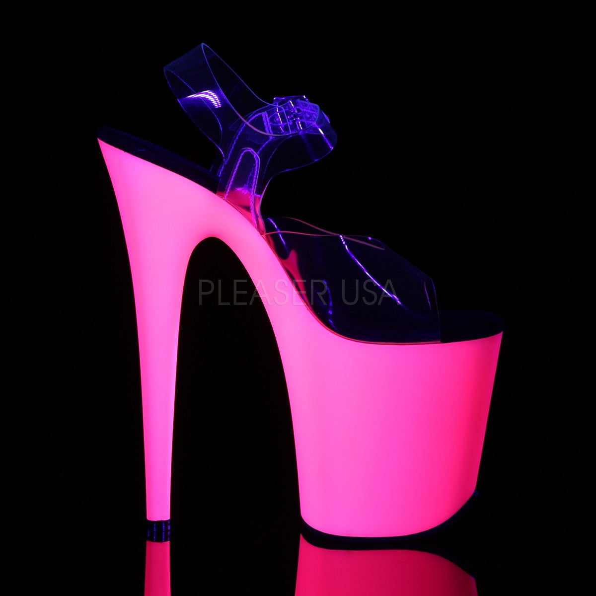 8 Inch Heel FLAMINGO-808UV Clear-Neon Pink