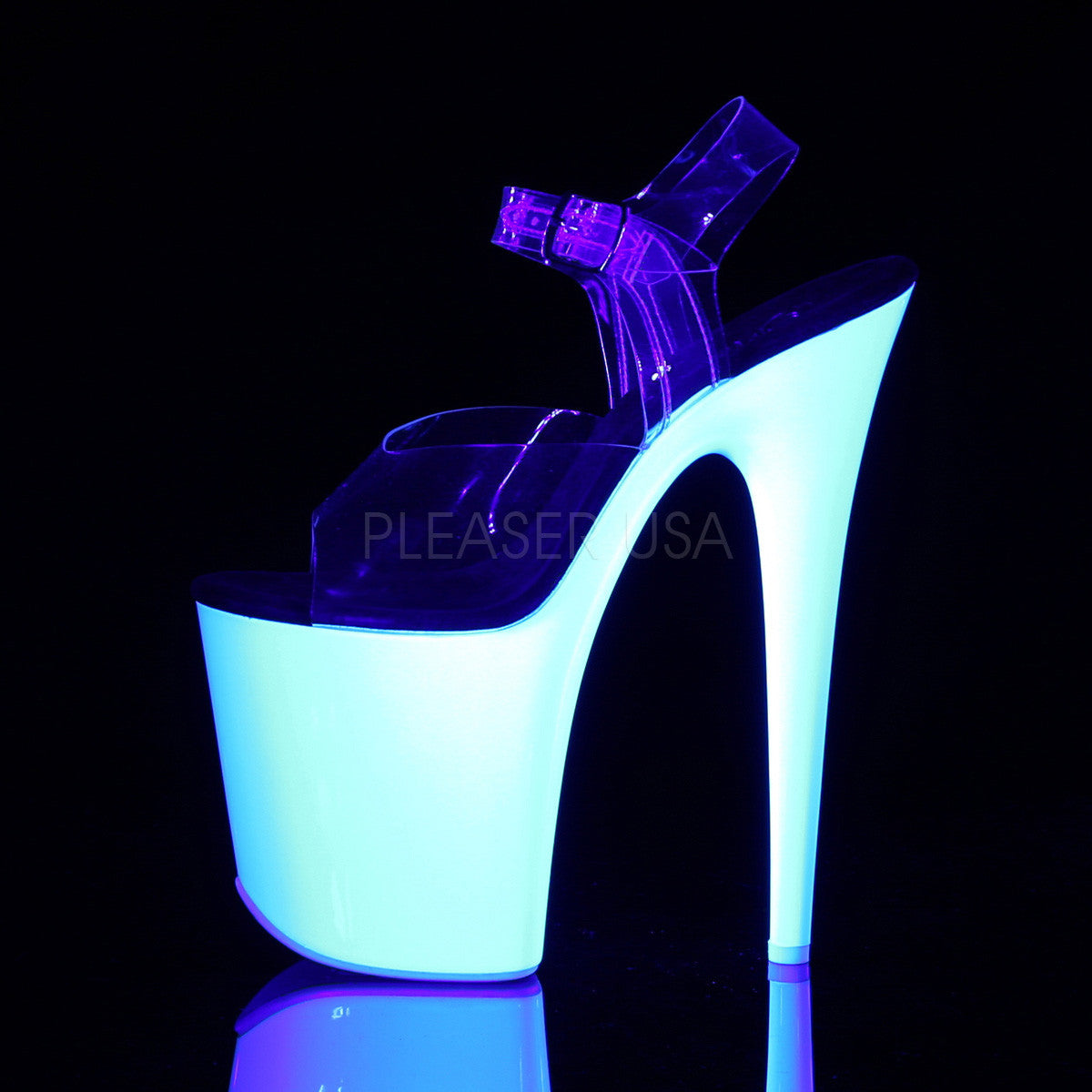 Pleaser FLAMINGO-808UV Neon White Platform Sandal