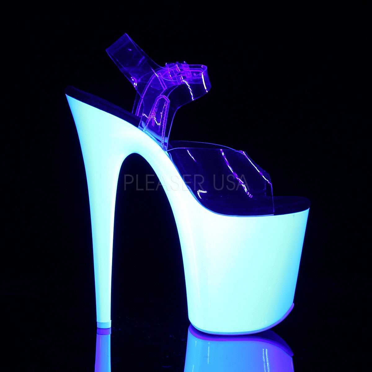 Pleaser FLAMINGO-808UV Neon White Platform Sandal