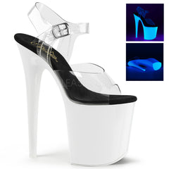 Pleaser FLAMINGO-808UV Neon White Platform Sandal