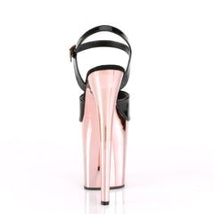 8 Inch Heel FLAMINGO-809 Black Pat Rose Gold Chrome