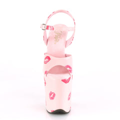 8 Inch Heel FLAMINGO-809KISSES Baby Pink Lipstick Print