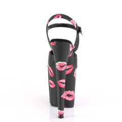 8 Inch Heel FLAMINGO-809KISSES Black Pu Lipstick Print