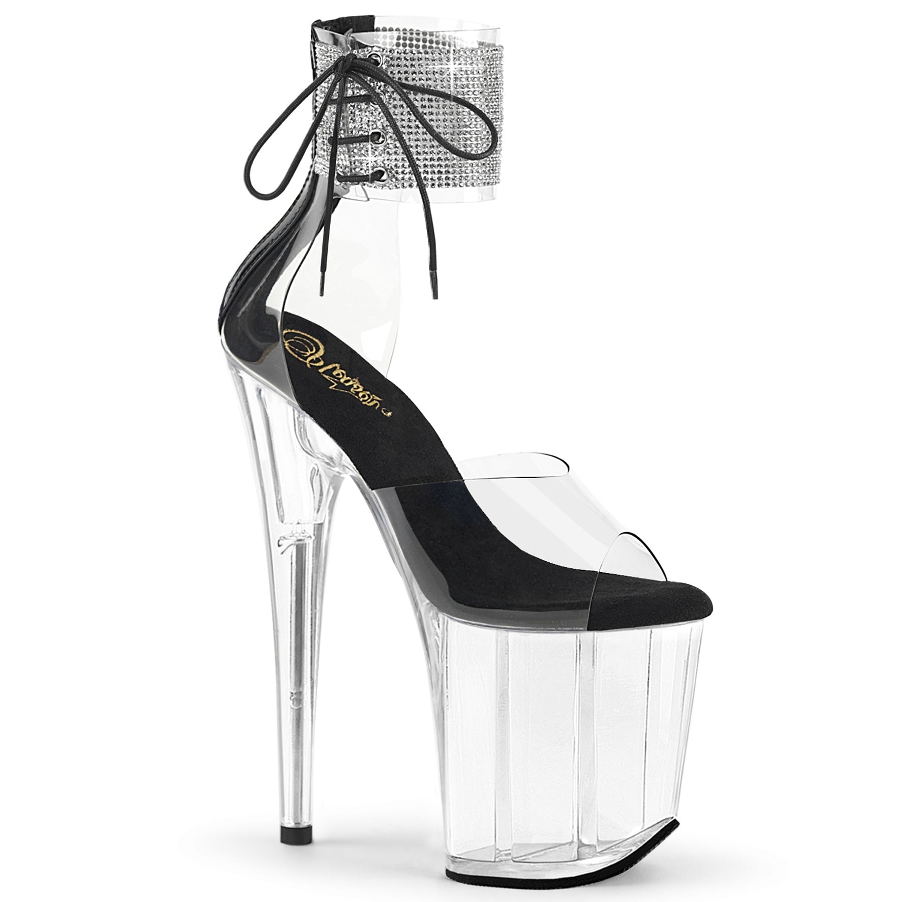 8 Inch Heel FLAMINGO-824RS Clear Black Clear