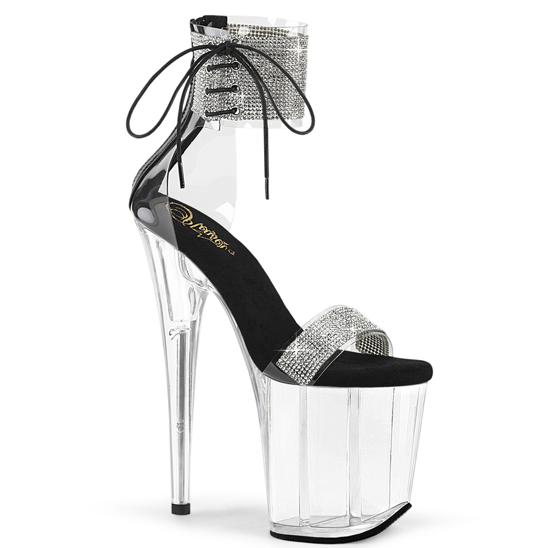 8 Inch Heel FLAMINGO-827RS Clear Black Clear