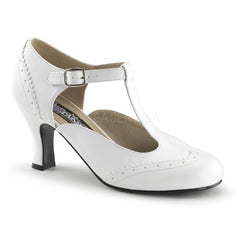 FUNTASMA FLAPPER-26 White Pu T-Strap Pumps - Shoecup.com