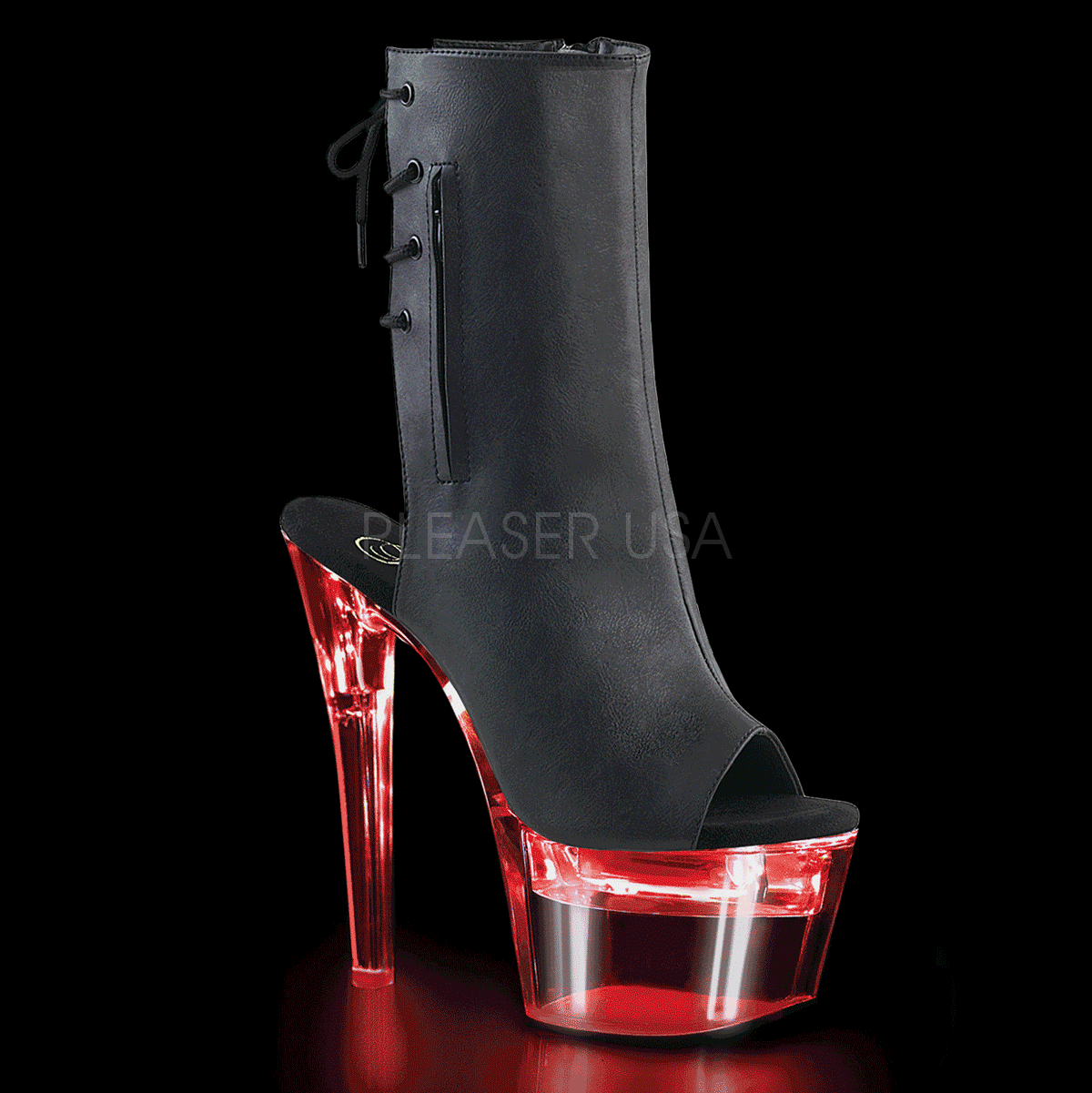 7" Heel FLASHDANCE-1018-7 Black Faux Leather