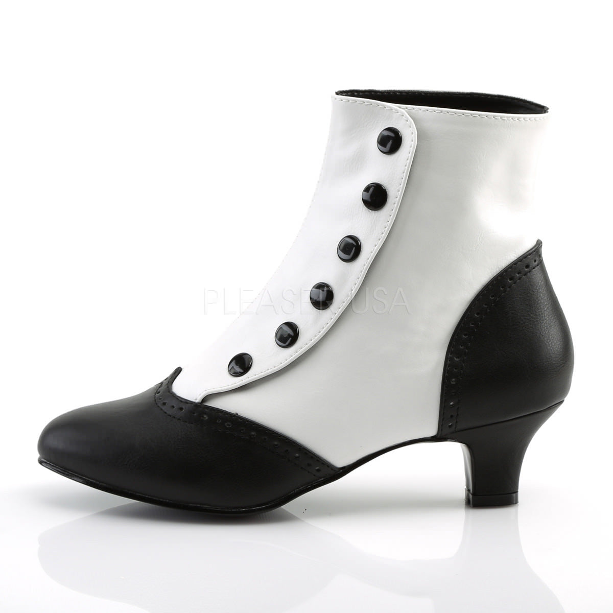 Bordello FLORA-1023 White Black Pu Bootie