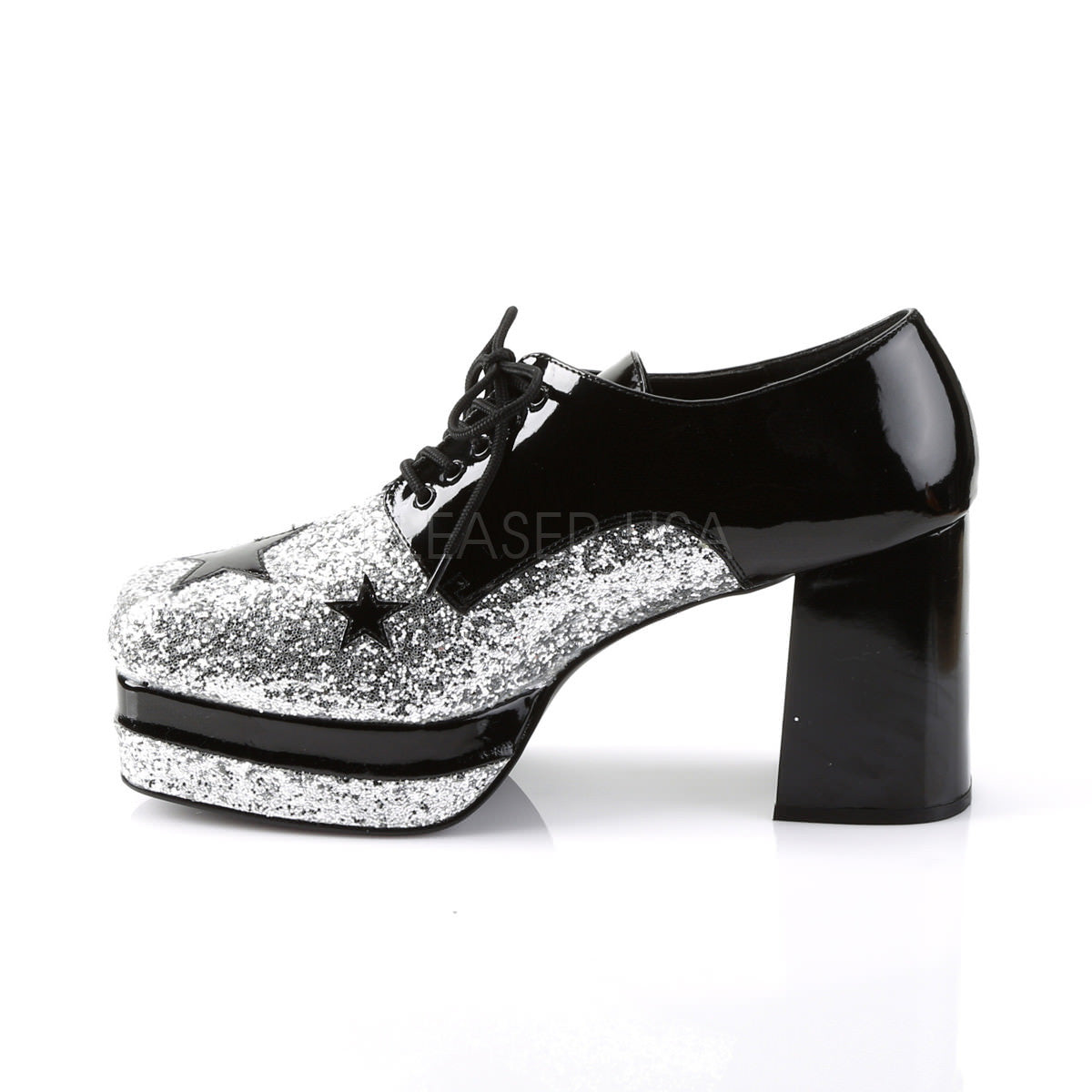 GLAMROCK-02 Silver Platform Shoes