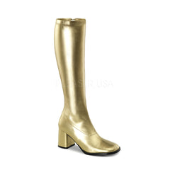 FUNTASMA GOGO-300 Gold Stretch Pu Gogo Boots - Shoecup.com