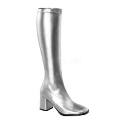 FUNTASMA GOGO-300 Silver Stretch Pu Gogo Boots - Shoecup.com