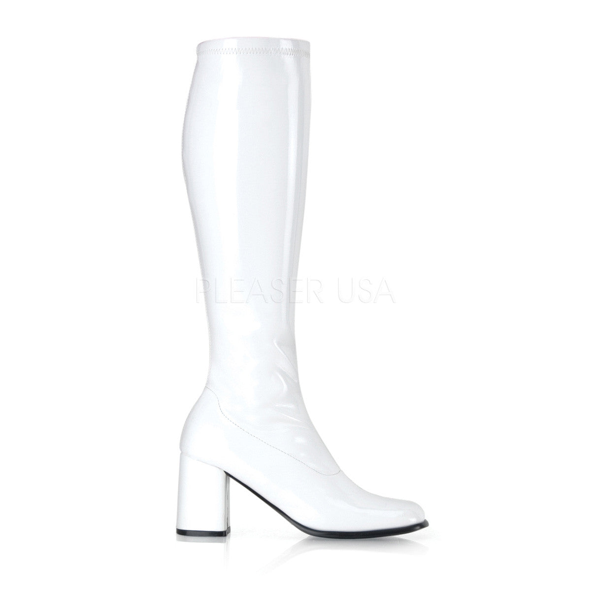 FUNTASMA GOGO-300 White Stretch Pat Gogo Boots - Shoecup.com