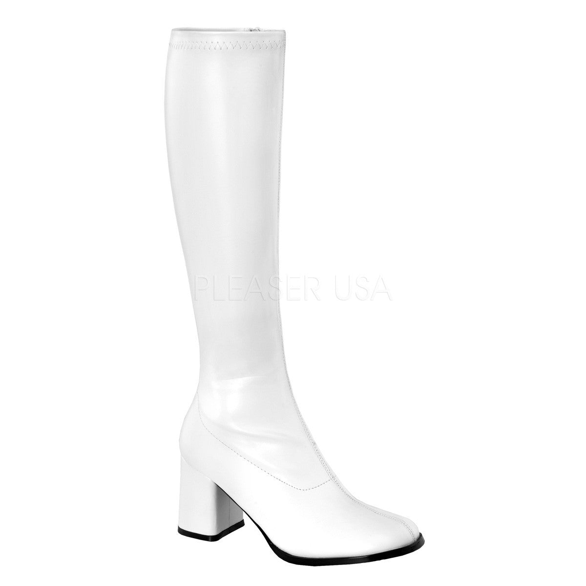 FUNTASMA GOGO-300 White Stretch Pu Gogo Boots - Shoecup.com