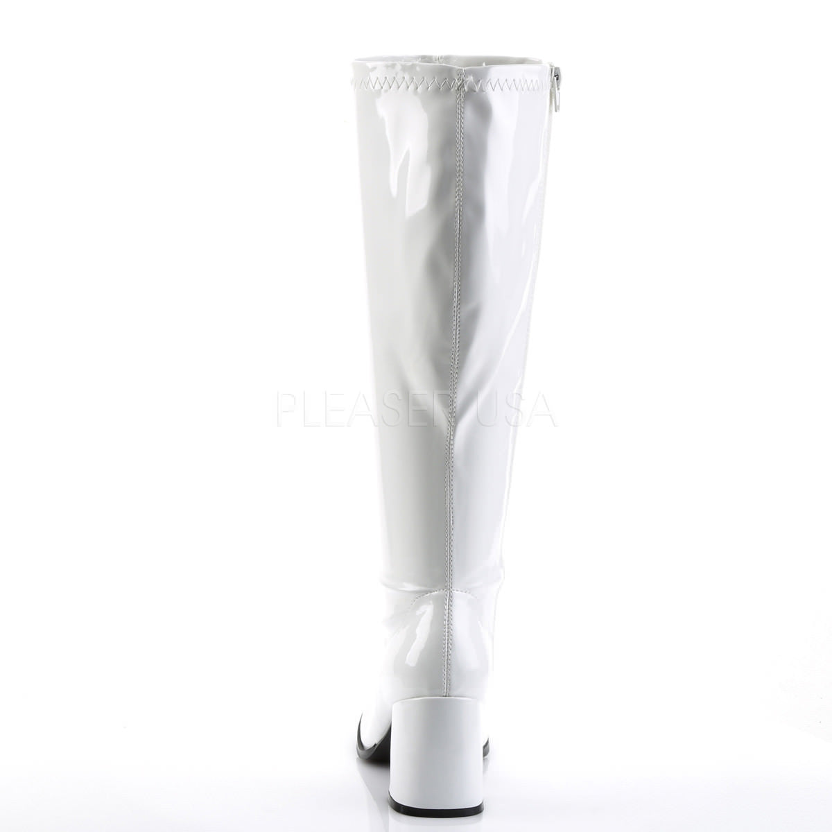 3 Inch Heel GOGO-300WC White Pat (Wide Calf)