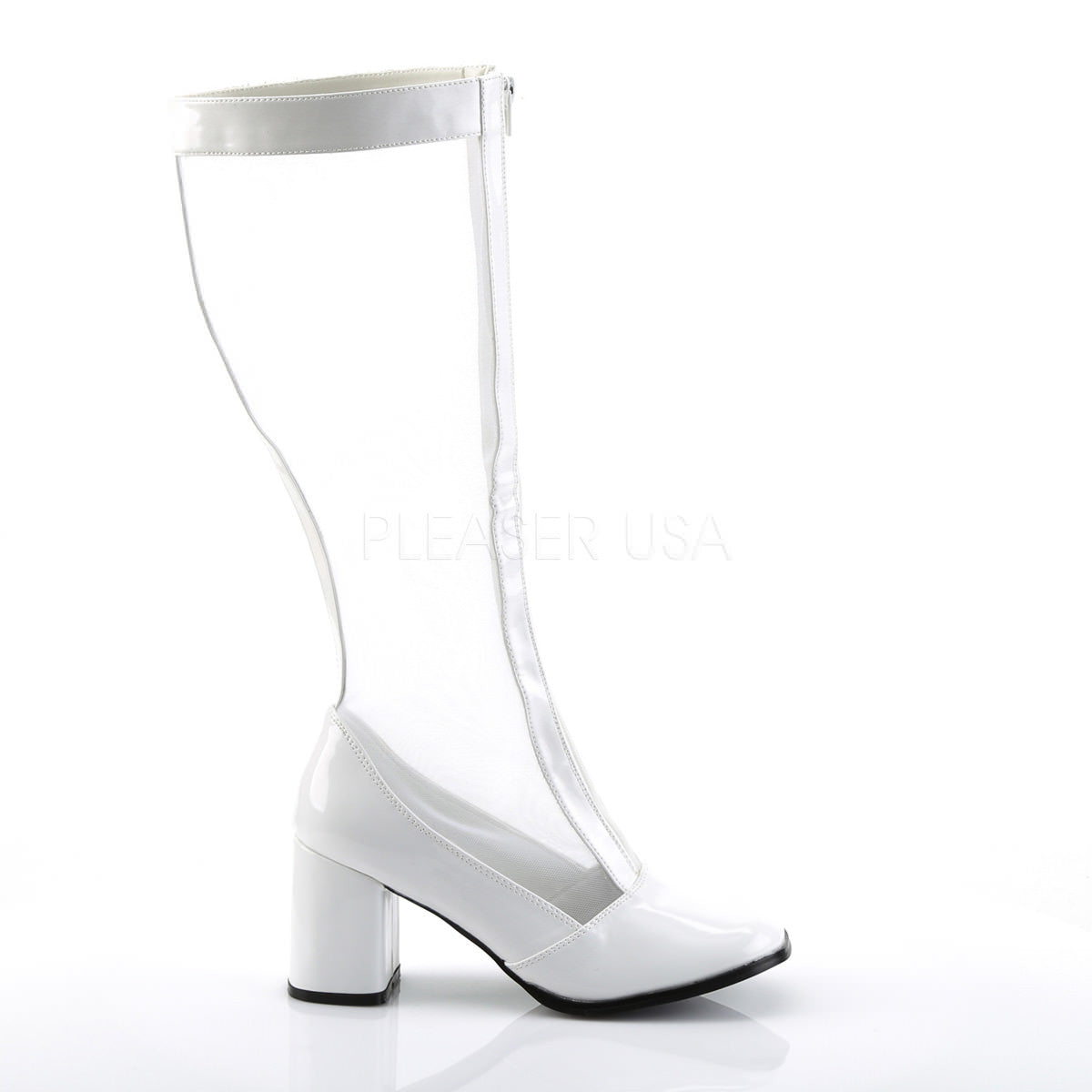 Funtasma GOGO-307 White Stretch Patent-Mesh Gogo Boots