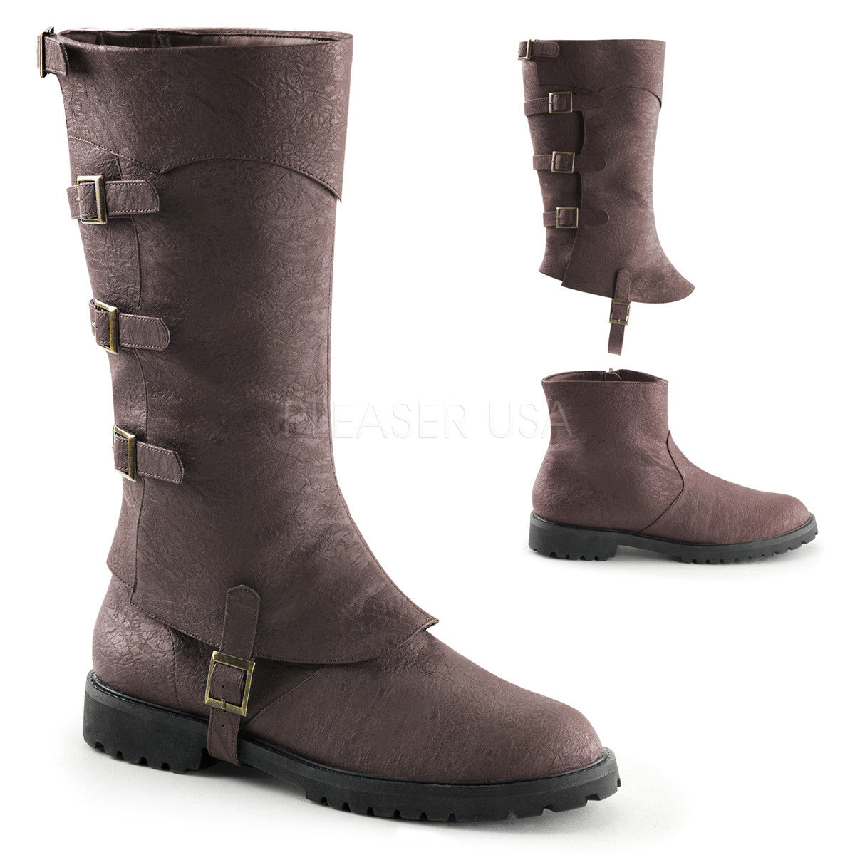 Men's Brown Renaissance Medieval Pirate Boots - Shoecup.com - 1