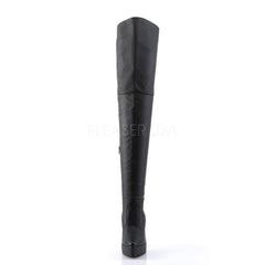 DEVIOUS INDULGE-3011 Black Leather Thigh High Boots