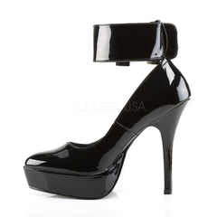DEVIOUS INDULGE-534 Black Pat Ankle Strap Pumps