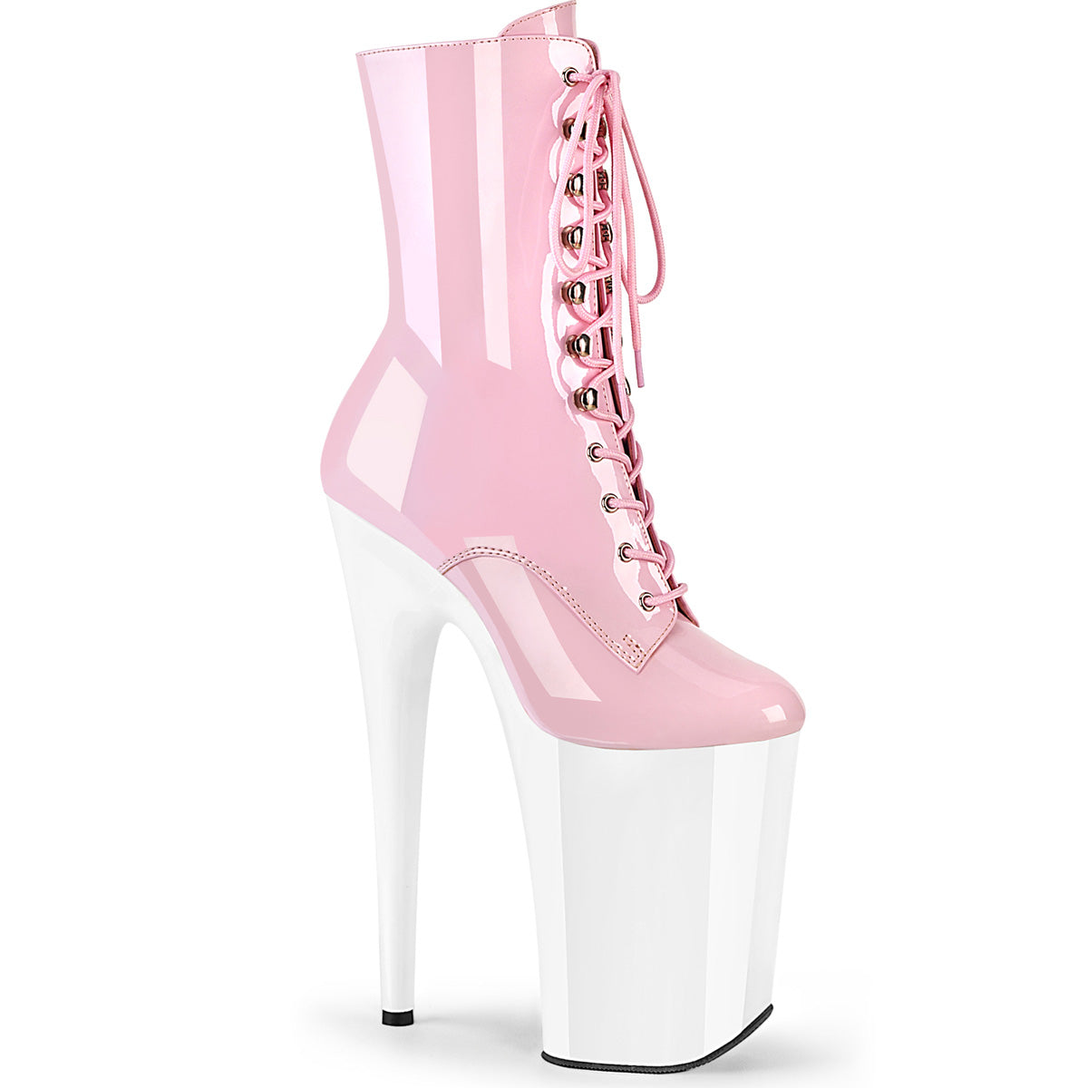 9 Inch Heel INFINITY-1020 Baby Pink Patent White